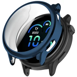 Premium Soft Silicone Plating TPU Watch Case with Full Cover Protective Screen - Garmin Vivoactive 6 (Coastal blue)