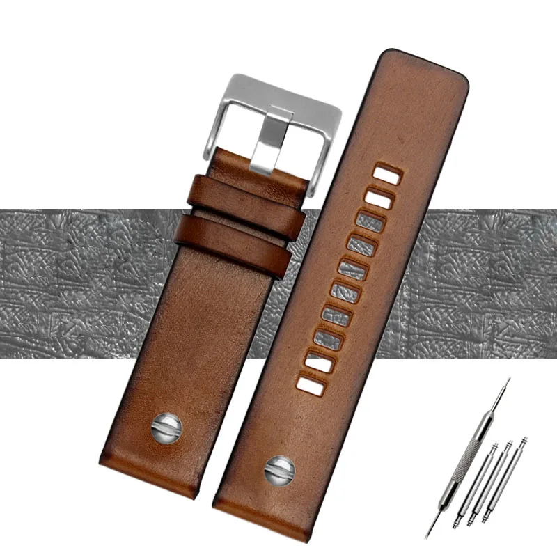Quality Genuine Retro Leather Watchband for Men – Vintage Italian Leather Strap 22mm, 24mm, 26mm