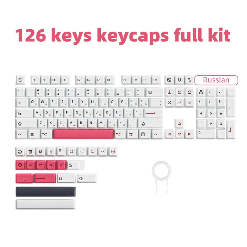 Teclas Pbt Personalizadas para Teclado Mecânico Extra-grosso 126 Teclas Perfil Xda Japonês Inglês Russo Bonito - Imagem 5