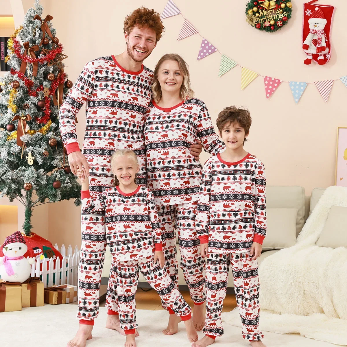 thumbnail image 2 of Nuevo conjunto de pijamas navideños con estampado completo para toda la familia, ropa de dormir suave y cálida, conjuntos a juego para adultos y niños, ropa para bebés, niños y niñas, 2 of 5