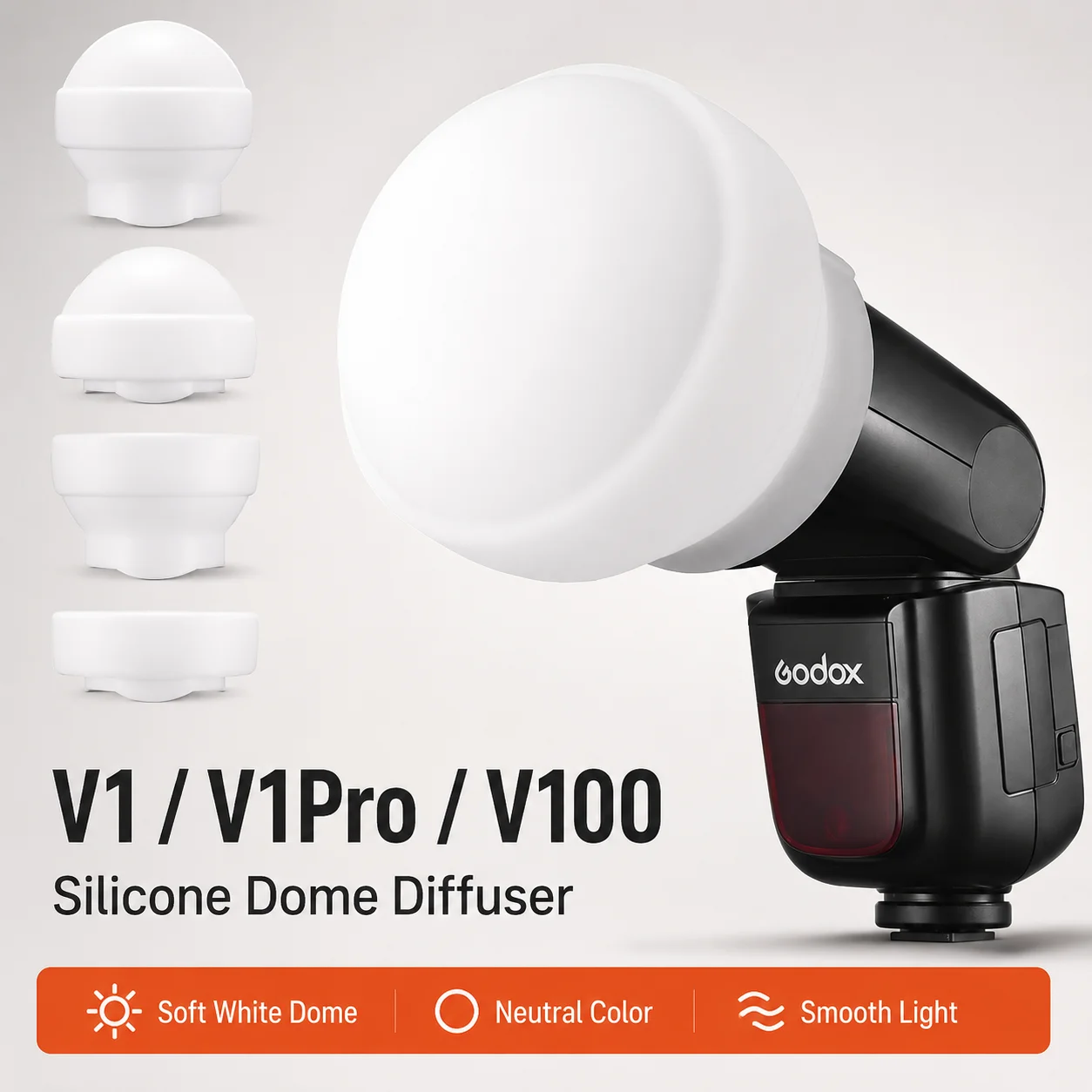 Godox V1Pro V100 AD100Pro AD200Pro 라운드 헤드 플래시용 실리콘 돔 플래시 디퓨저 (보관 파우치 포함)