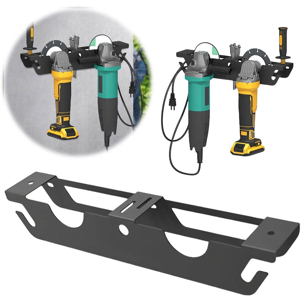 2 Bay Angle Grinder Rack with Cord Hanger Wall Mount Organizer Bracket ...