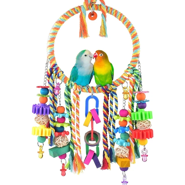 2 Pack Bird Swing Super Large Size Cotton Bird Parrot Rope Perch Parrot  Play Stand Bite Resistance Swing Rope Ring Boredom For Budgie Cockatiel  Finche