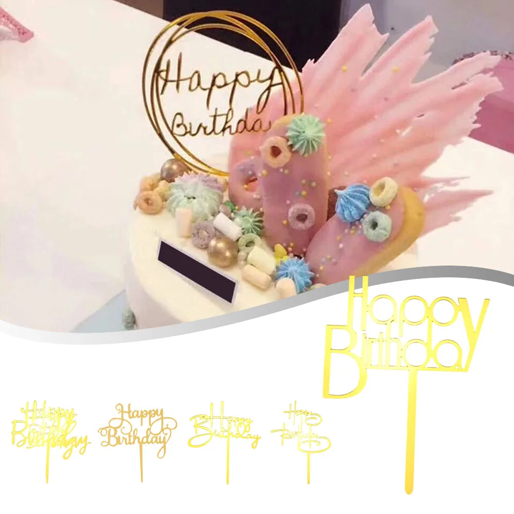 

Birthday Cake Inserts Acrylic Double-Sided Birthday Cake Insert Bakery Dessert Insert Letter For Happy Birthday Party Supplies