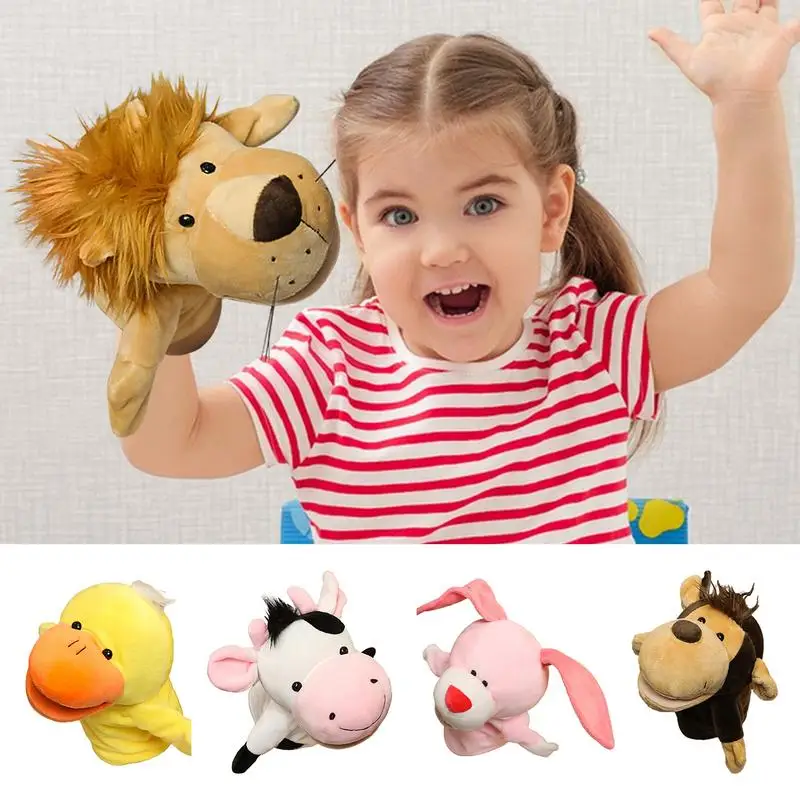 Animal Hand Puppet Hand Finger Story Puppet Kawaii Dolls Educational Baby Toys Lion Duck Bunny Monkey Cow Soft Toy For kids GIft