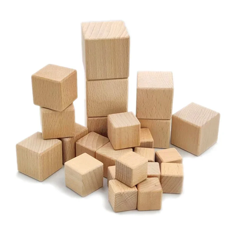 Cubos de madera de 3/4 pulgadas pequeños bloques de madera para  manualidades, bloque cuadrado de madera natural sin terminar para proyectos  de