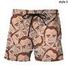 Nicolas Cage Funny Face Graphic Beach Shorts Men Cool 3D Printed Board Shorts Swimsuit Summer Hawaii Swim Trunks Kids Ice Shorts 5