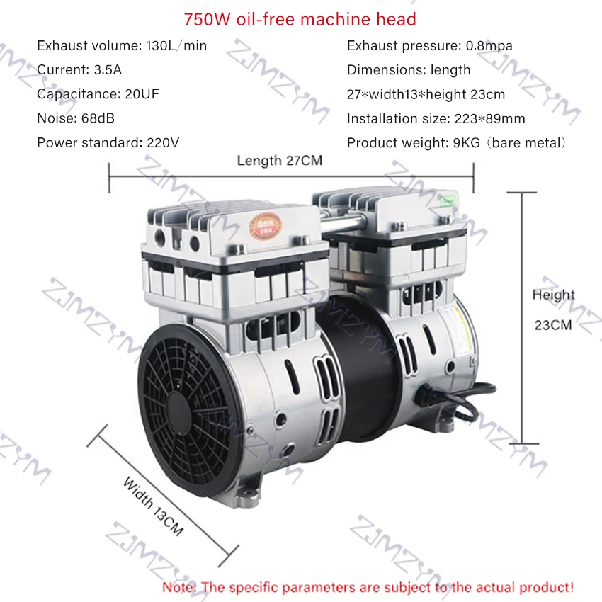 220V 0.8MPA Silent Oil-free Air Compressor Head Electric Silent Pump Motor Painting Woodworking Dental Air Compressor Motor