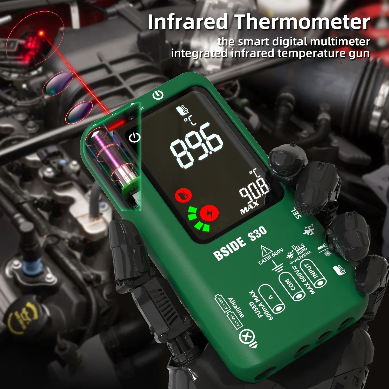 BSIDE S30 S10 S11 Digital Multimeter Smart Multitister 9999 T-RMS DC AC Voltage Current 15V Diode Capacitor Ohm NCV