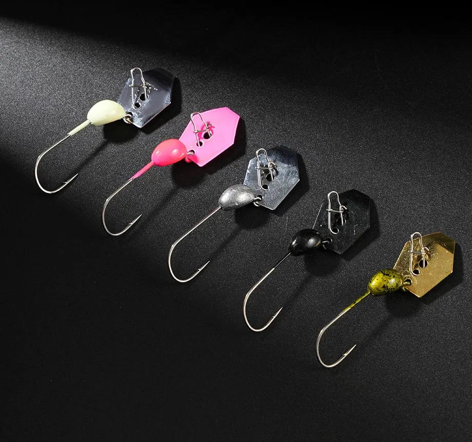 5 teile/paket Jig kopf haken mit spinner 4,5G locken haken DIY weichen köder haken Spinner Für Weichen wurm Wobbler locken angelgerät – Detail 8