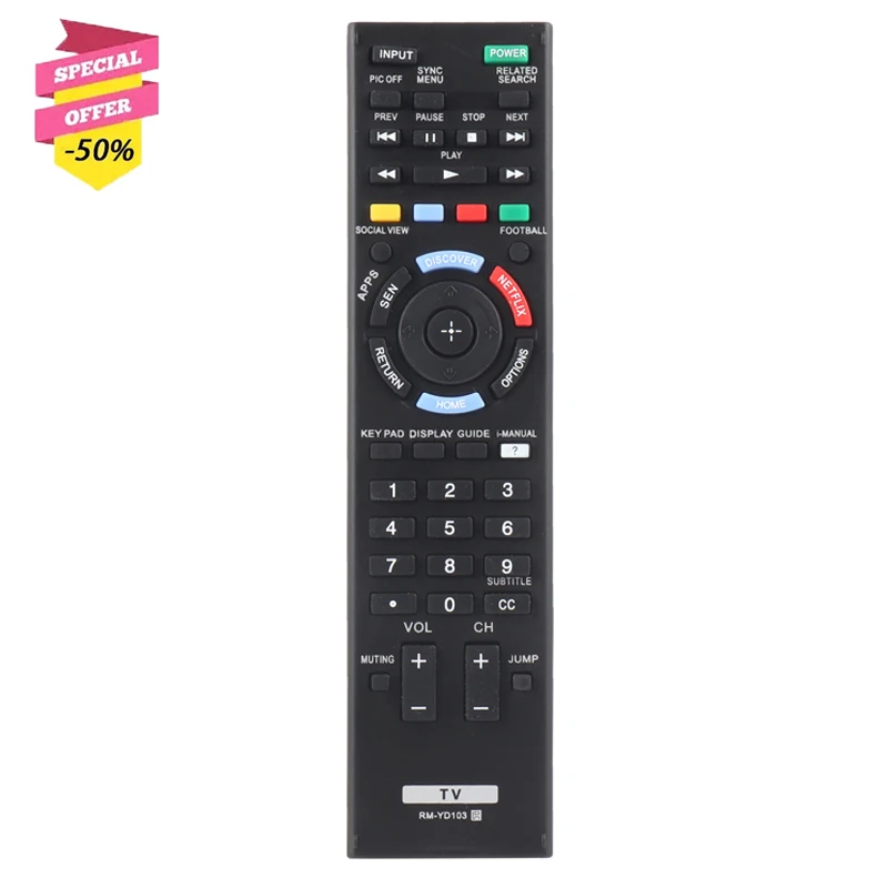 

RM-YD103 Remote Control Compatible With Sony HDTV LCD LED 3D Smart TV Controller Replacement With Netflix Button RMYD087 RMYD102