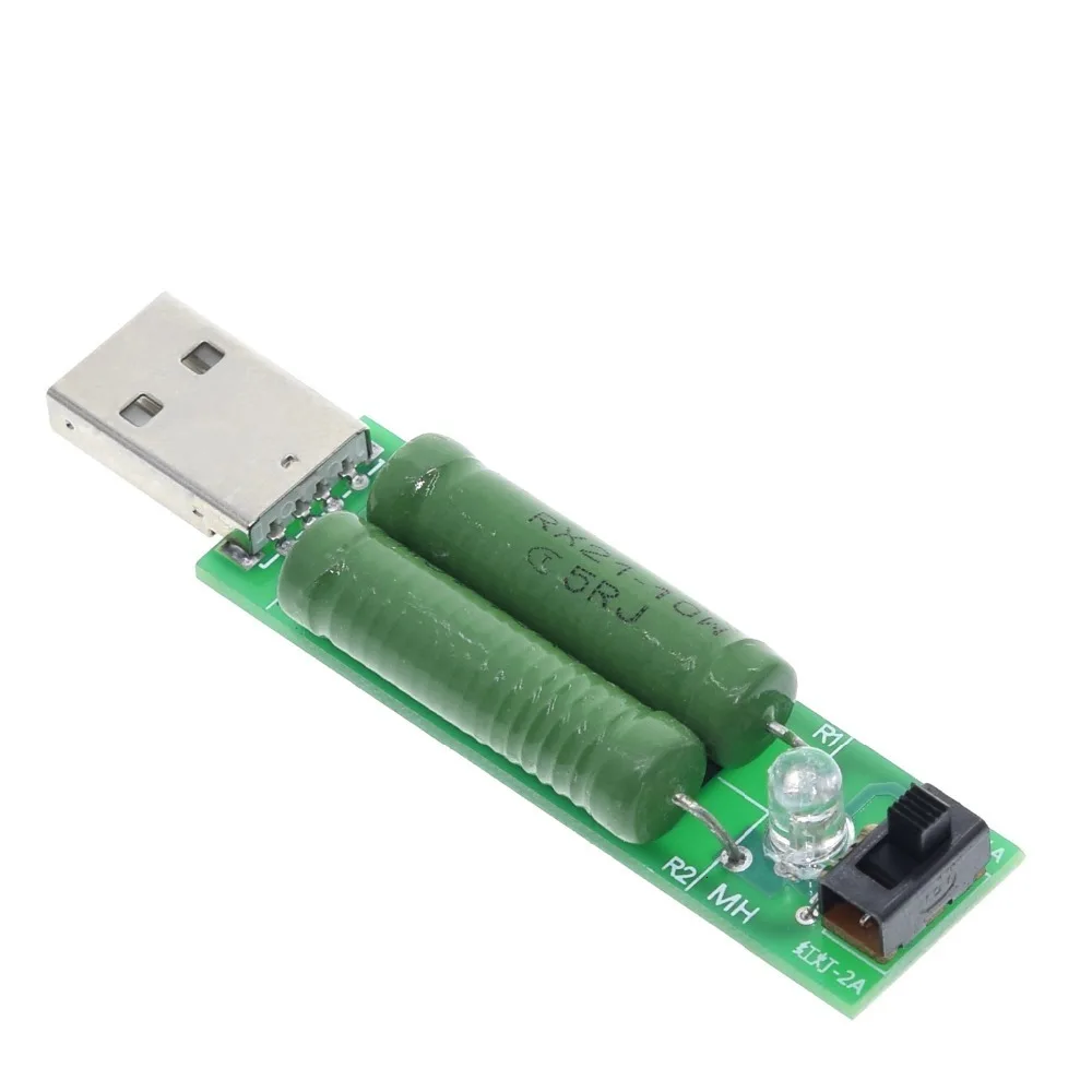 USB-Anschluss Mini Entladewiderstand Digitaler Strom- und Spannungsmesser Tester 2A/1A Mit Schalter 1A Grüne LED / 2A Rote LED – Detail 6