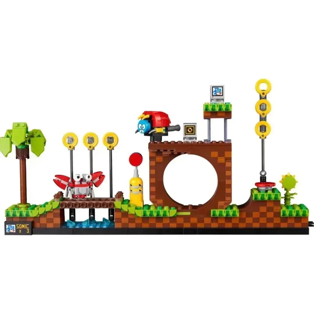 Building Block Toys Ideas 21331 1125pcs Sonic the Hedgehogs Pop Game Green Hill Zone Model Building Set Block Bricks Kits Toys For Children Gift