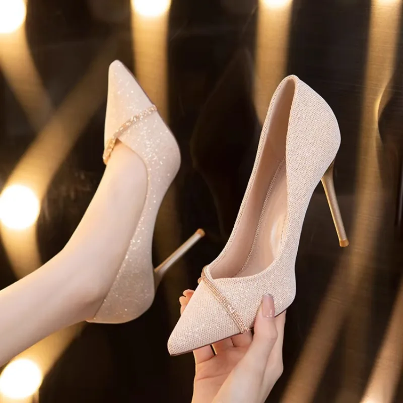 

Shoes for Women 2024 Fashion Slip-on Women's High Heels New Crystal Party Pumps Women Sexy Pointed Toe High Heels Zapatos Mujer