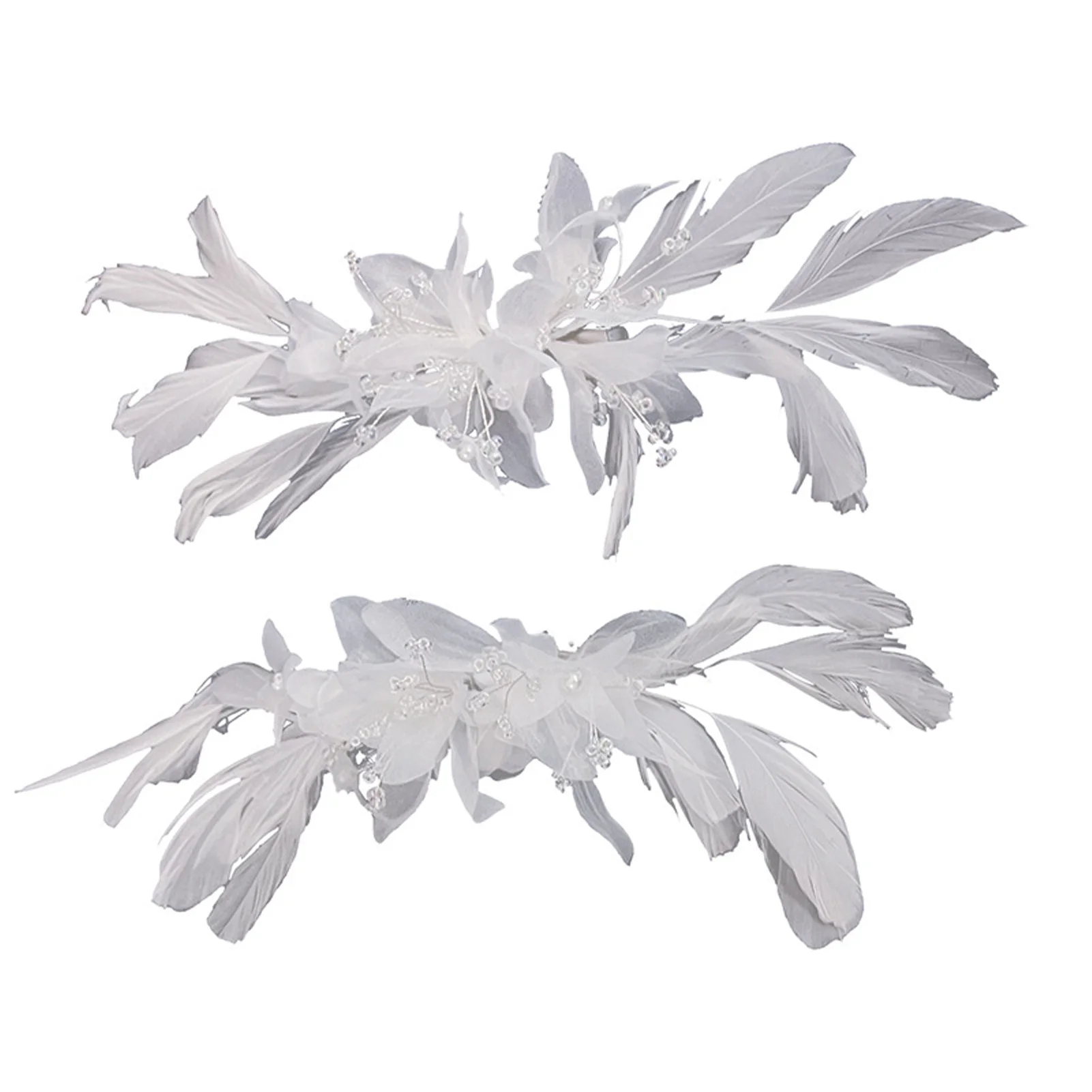 

White Dreamy Feather Hair Pin Strong Hold Headwear Duckbill Clip for Brides Bridesmaid Girl Women