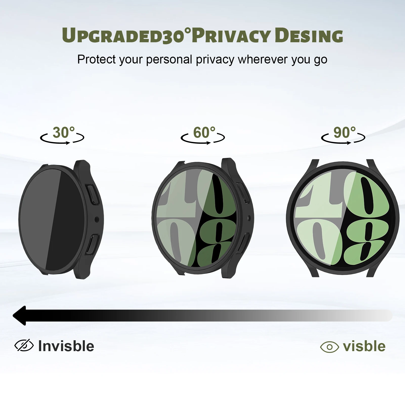 Tempered Glass + Privacy case for Samsung Galaxy watch 6 44mm 40mm PC Anti-Spy Shockproof Overall Protective Cover