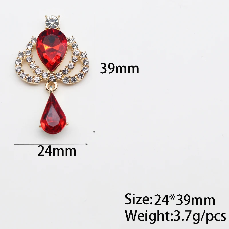 10 Gold Crown Drop Shaped Acrylic Pendant DIY Costume Decorative Wine Glass Lady Brooch Gift Box Rhinestone Accessories