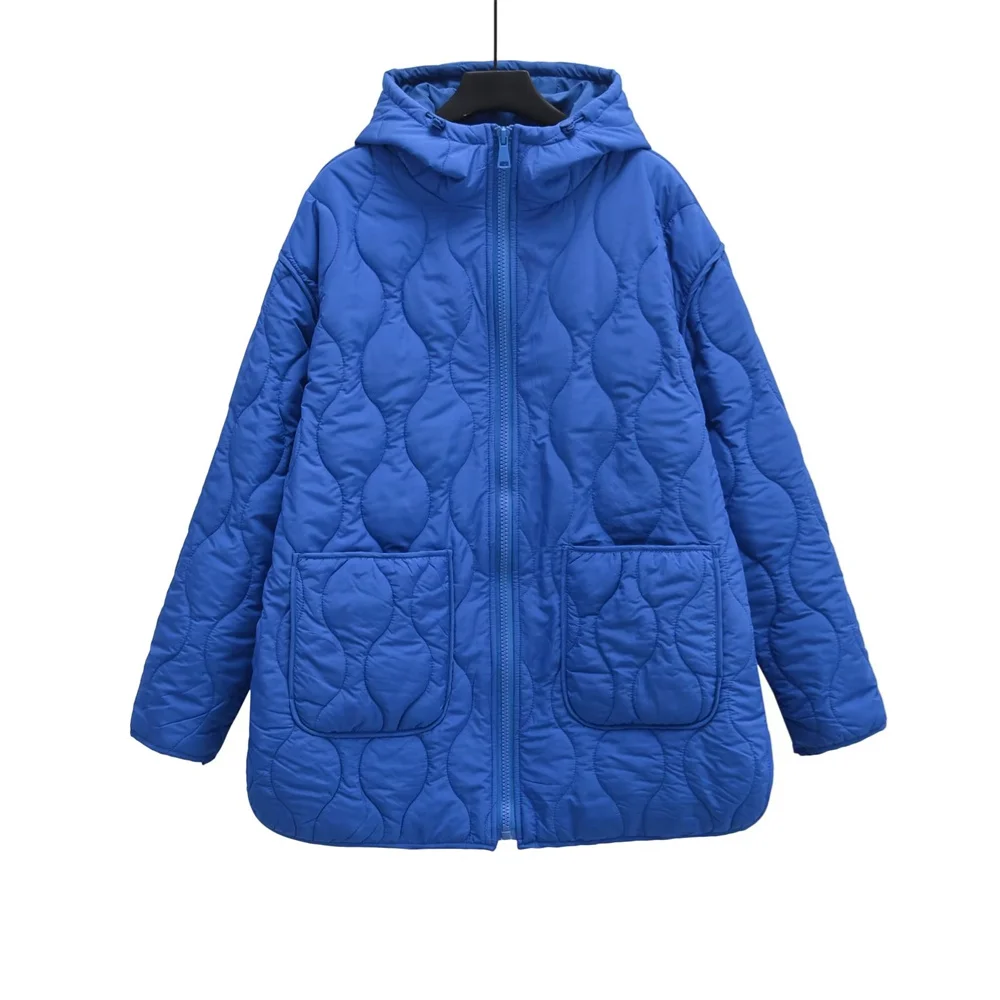 UNIZERA 2023 Autumn/Winter New Product Women's New Fashion and Casual Versatile Stand up Collar Hooded Jacket Cotton Coat 3
