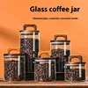 Coffee Bean Glass Sealed Jar with Wooden Lid Transparent Tea Grains Candy Jars Food Storage Containers Kitchen Storage Bottles 3