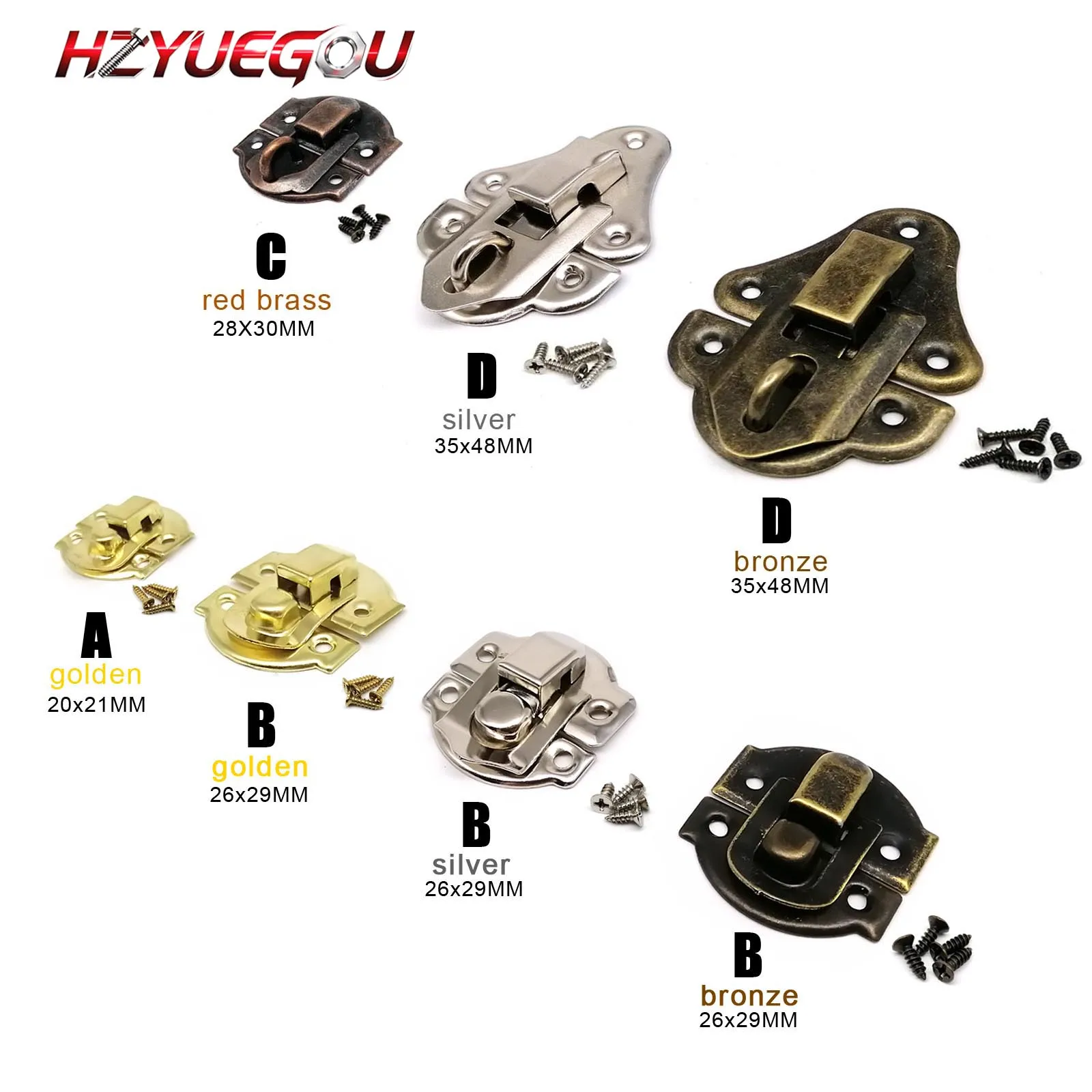 Set of 12 Elegant Metal Hasp Hooks with Screws