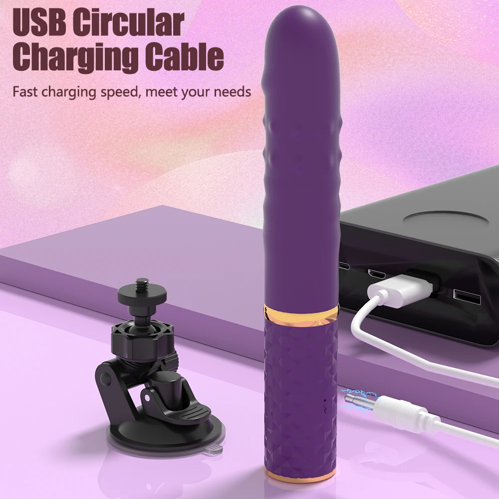 Rabbit Vibrator Telescopic G-spot Massager With Suction Cup_voghion.com