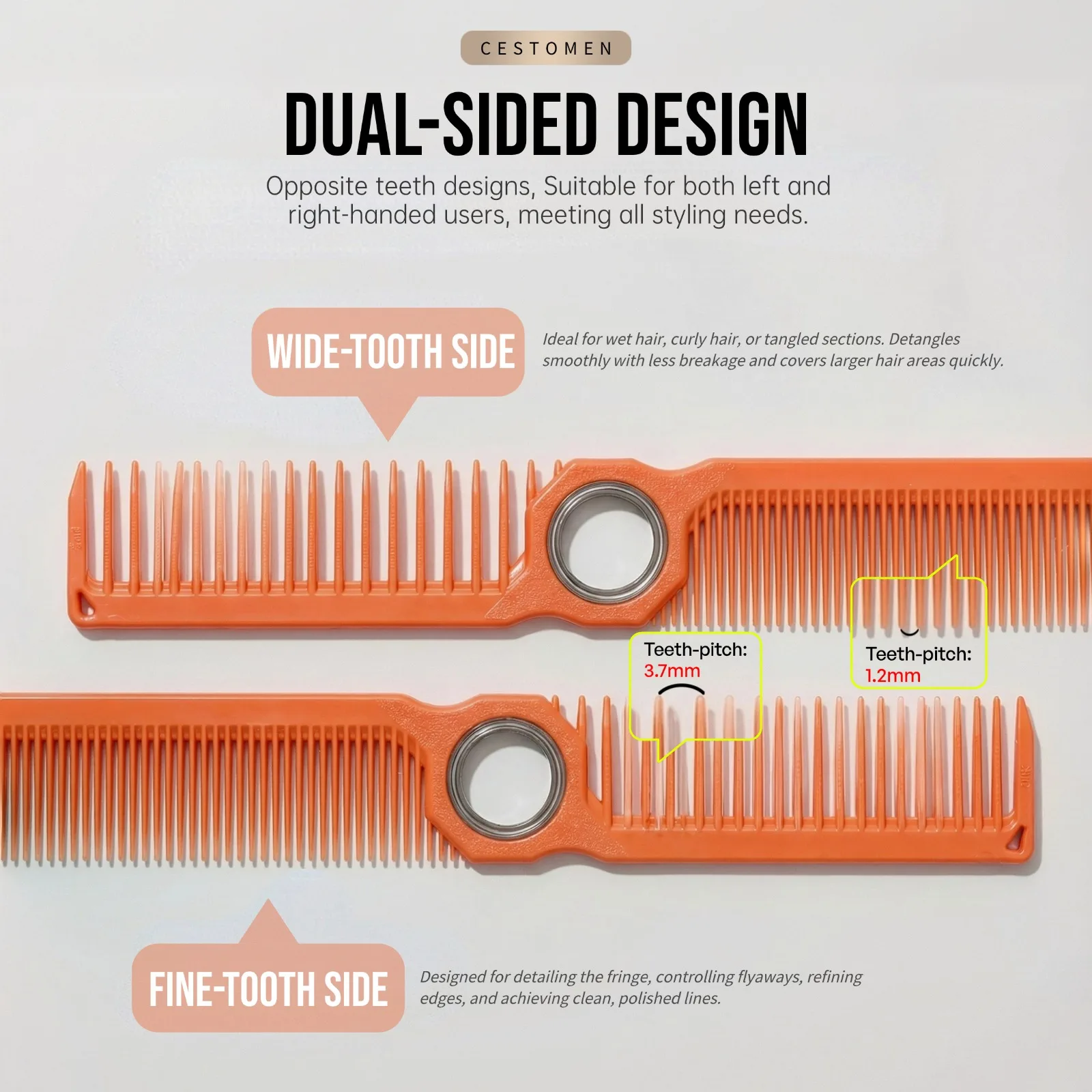 Premium Beard Grooming Kit: Dual-Sided Barber Comb & Boar Bristle Wooden Beard Brush