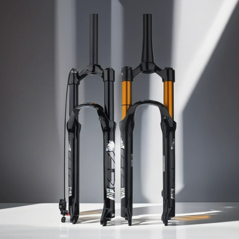 Bolany MTB Federgabel aus Magnesiumlegierung mit Luftdruckdämpfung, 26/27,5/29 Zoll, Schulter-/Kabelsteuerung, gerades/konisches Gabelrohr, Lockout-Funktion – Detail 1