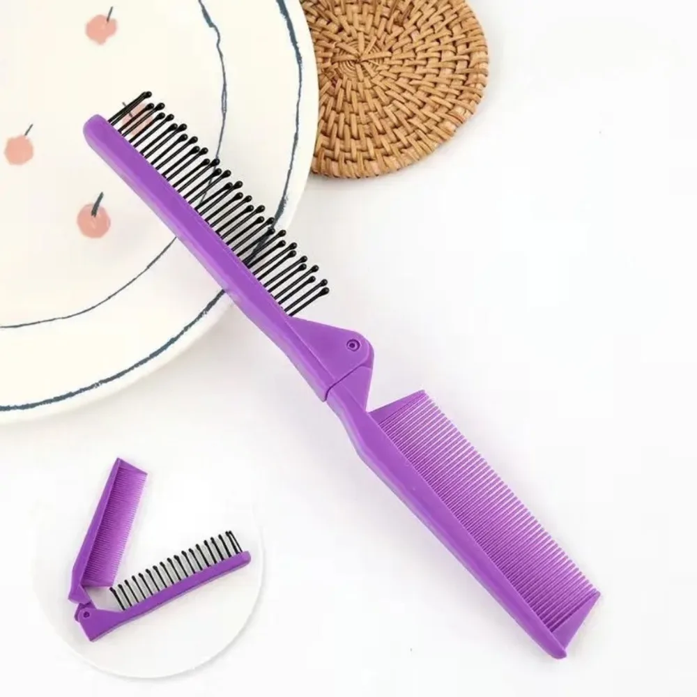 2 in 1 더블 헤드 접이식 헤어 빗 휴대용 여행용 헤어 브러시 컴팩트 헤어 빗 접이식 포켓 브러시 미용 빗