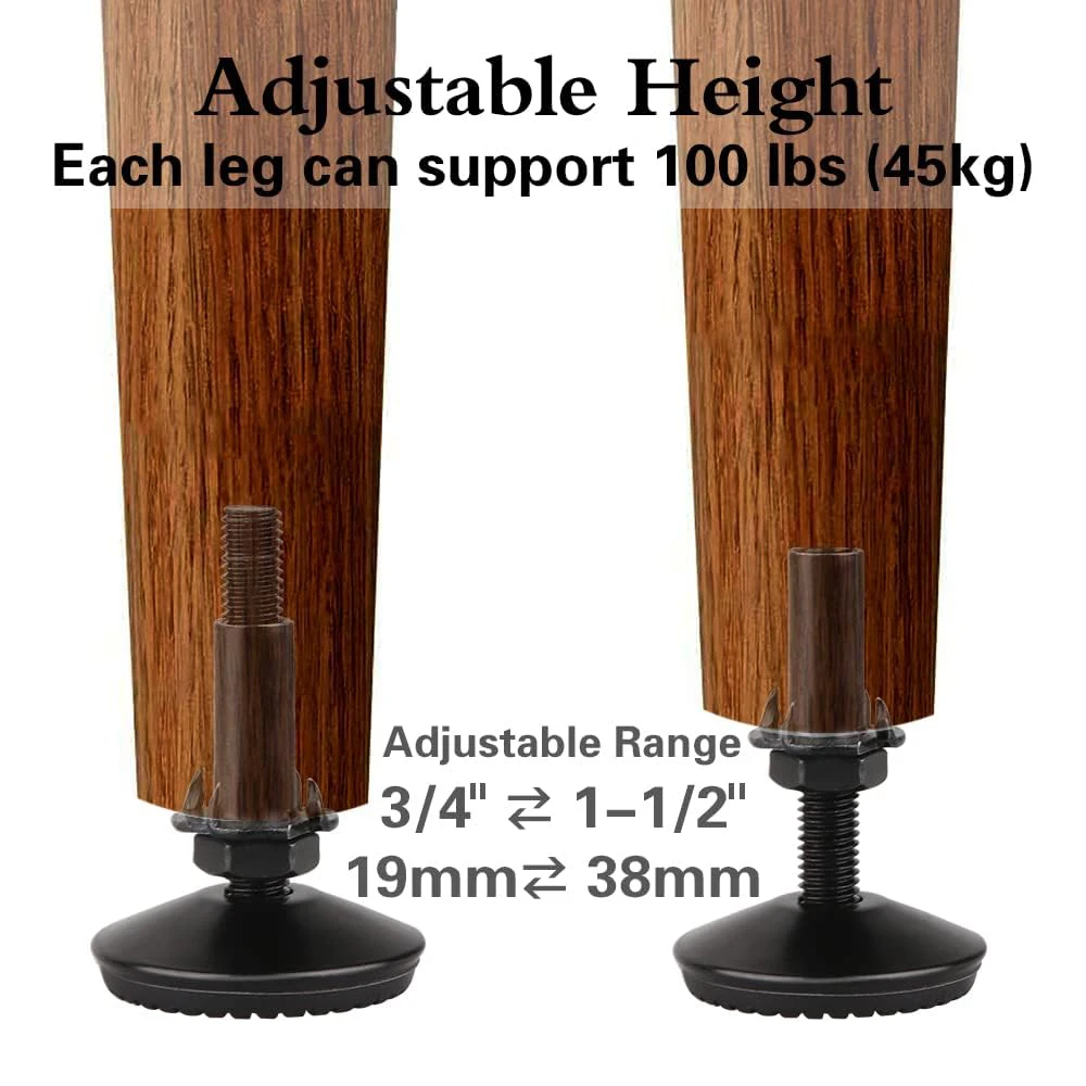 4 세트 헤비 듀티 높이 조절기 T 너트가있는 가구 레벨러 발, 캐비닛 레스토랑 테이블 의자 셀프 레벨러 다리에 나사