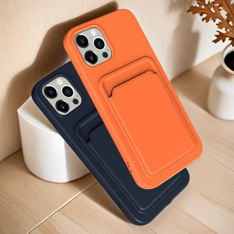 Frosted Soft Protective Phone Case with Card Pocket