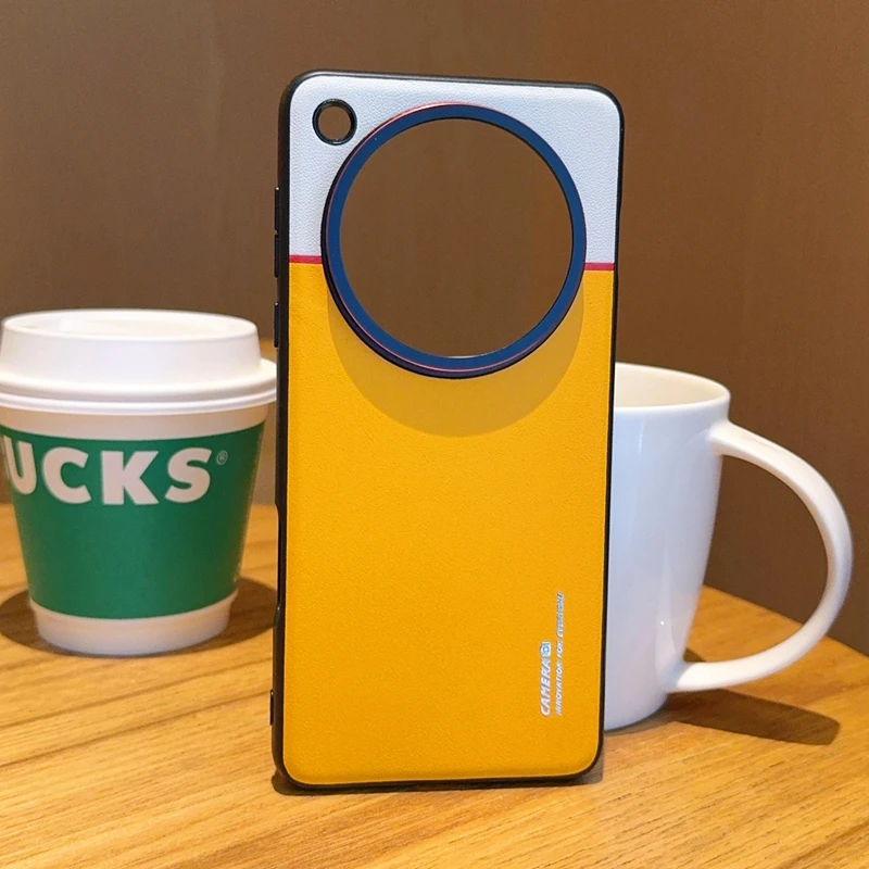 Ultrathin Contrasting Leather Camera Protection Case with Titanium Silver Border
