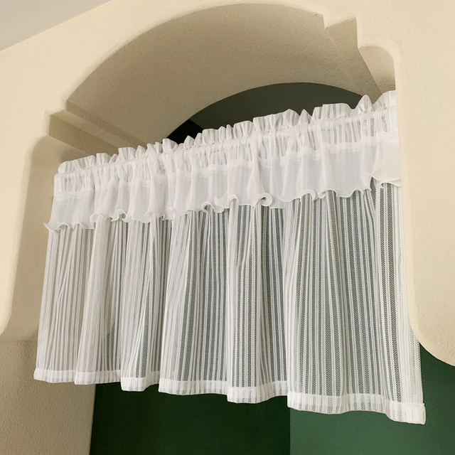 Tende corte americane per cucina bagno armadio pizzo bianco Tulle corto con mantovana  tende semplici trattamento finestra Decor - AliExpress