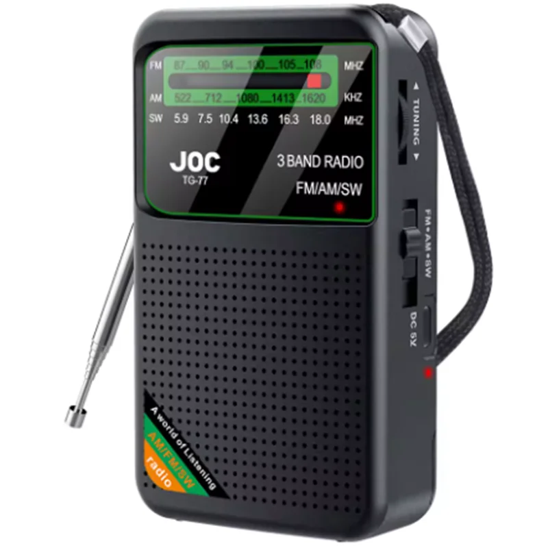 Battery Operated Radio FM AM SW Built-in Speaker Pointer Pocket Rechargeable