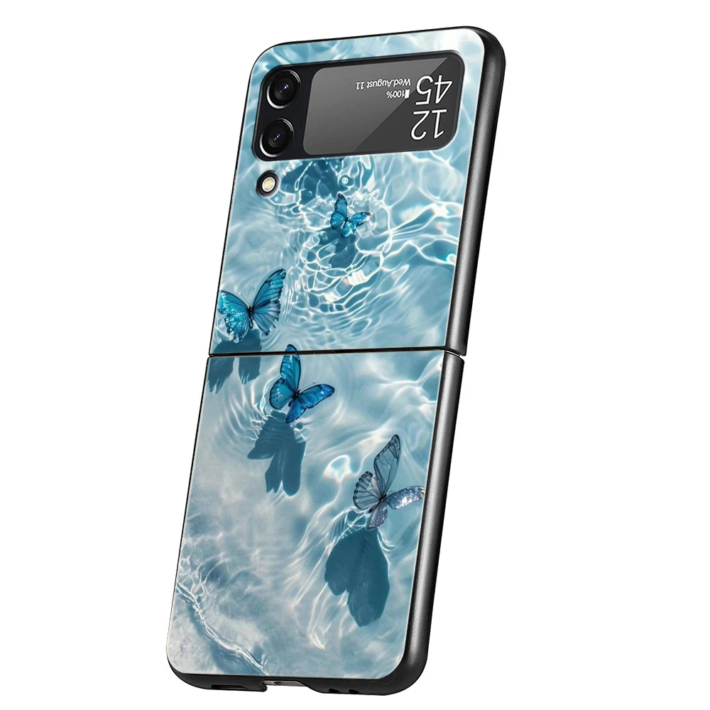 Blue Butterfly Ocean Waves Hard Folding Phone Case