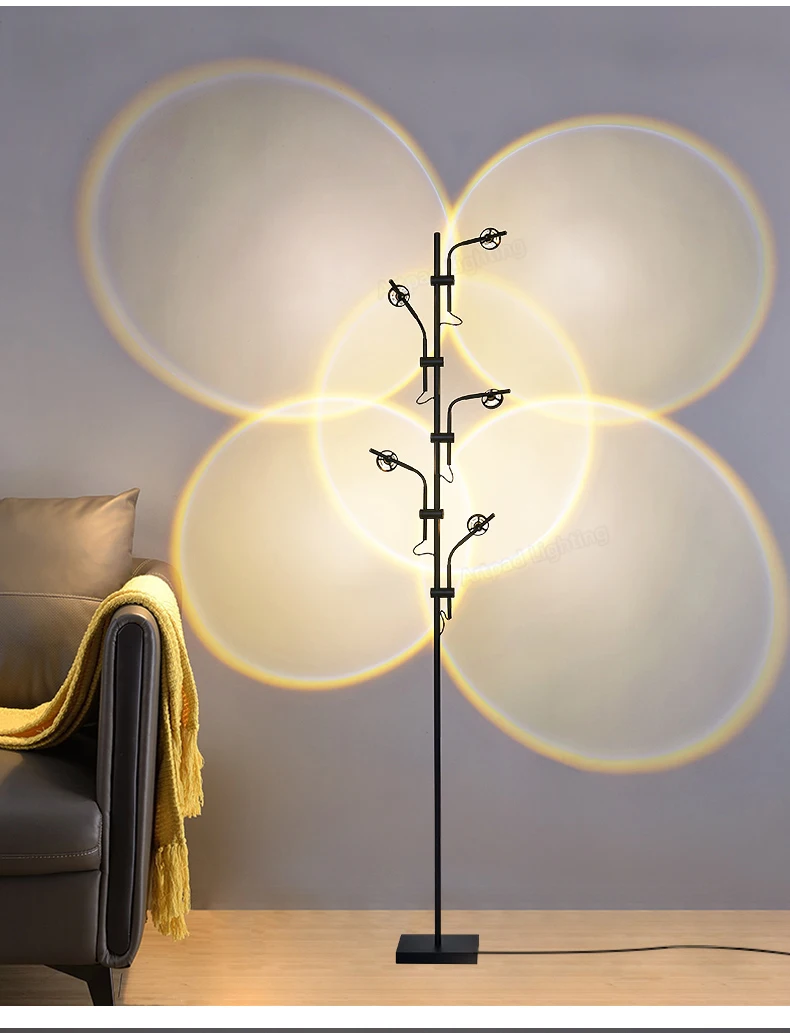 Moderne Projektions-Stehlampe im italienischen Design, Regenbogen-Stehleuchte für Wohnzimmer, Schlafzimmer, Wohnzimmer-Sofa, hohe LED-Stehleuchte – Detail 14