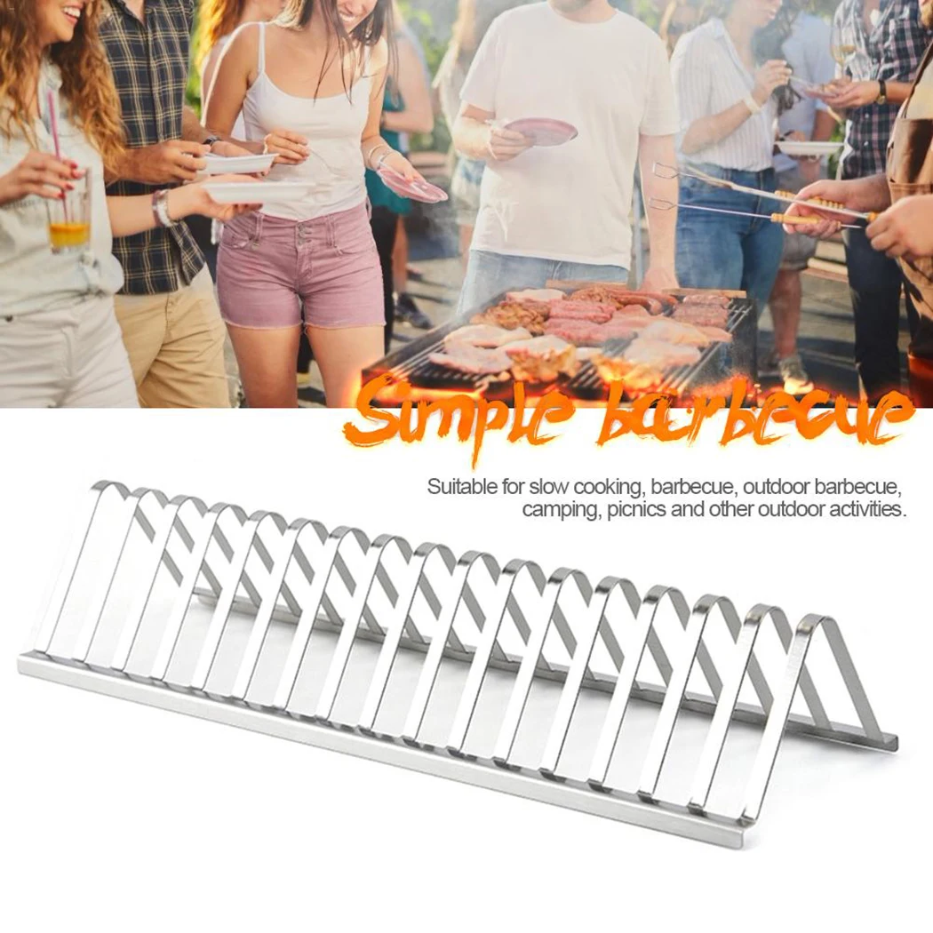 Stainless Steel Barbecue Meat Rib Rack Roasting Stand Outdoor BBQ Accessories For Picnic Camping Barbecue Roasting Stand_voghion.com