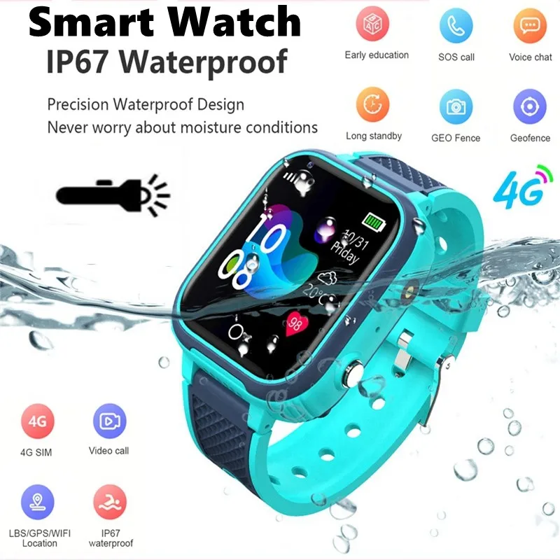 Reloj inteligente para niños, dispositivo resistente al agua, 4G, rastreador GPS videollamada, temperatura, Y95 AliExpress