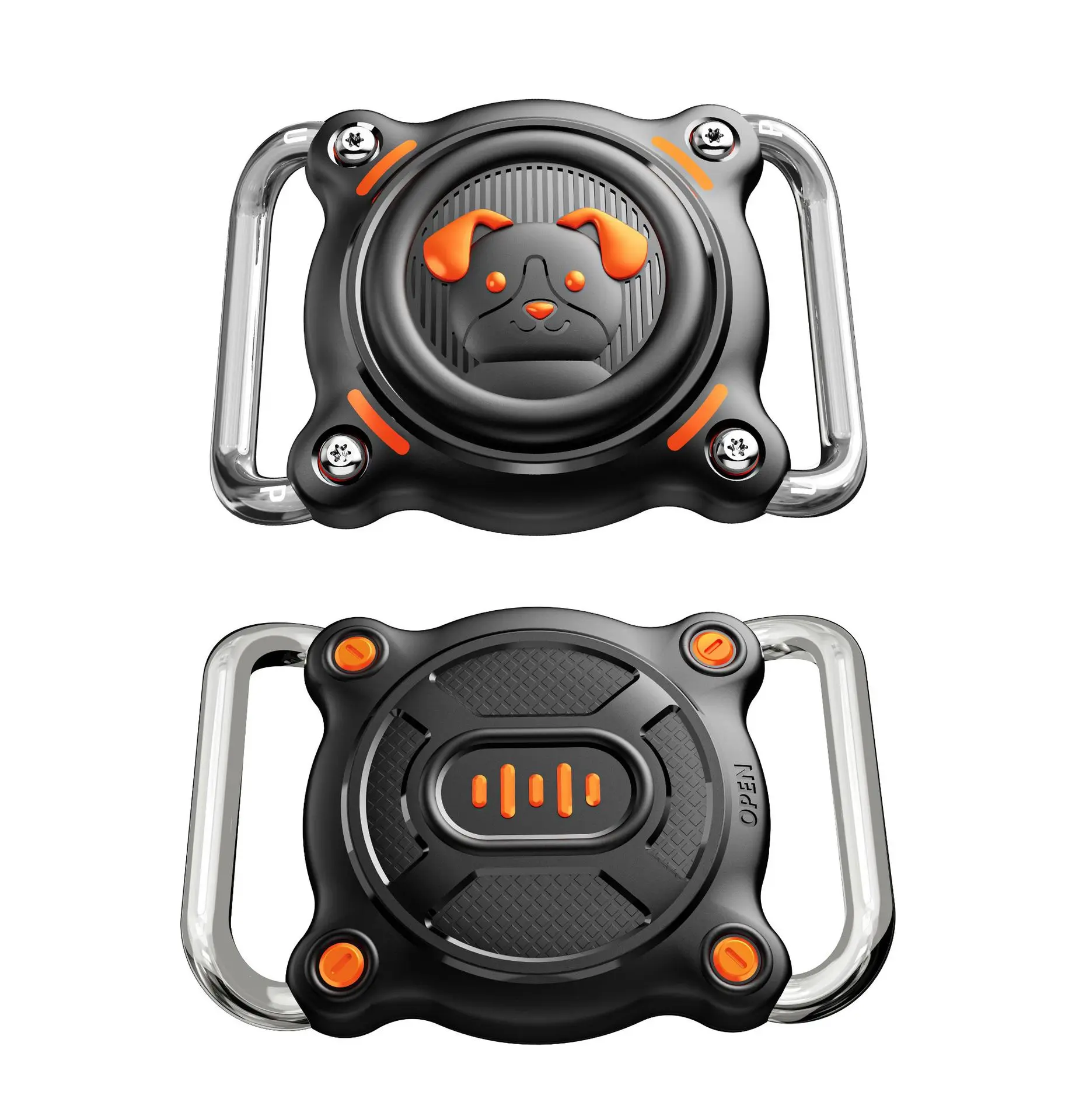 Durable Dog Collar Holder with Removable Metal Loops for Airtag Tracking Device