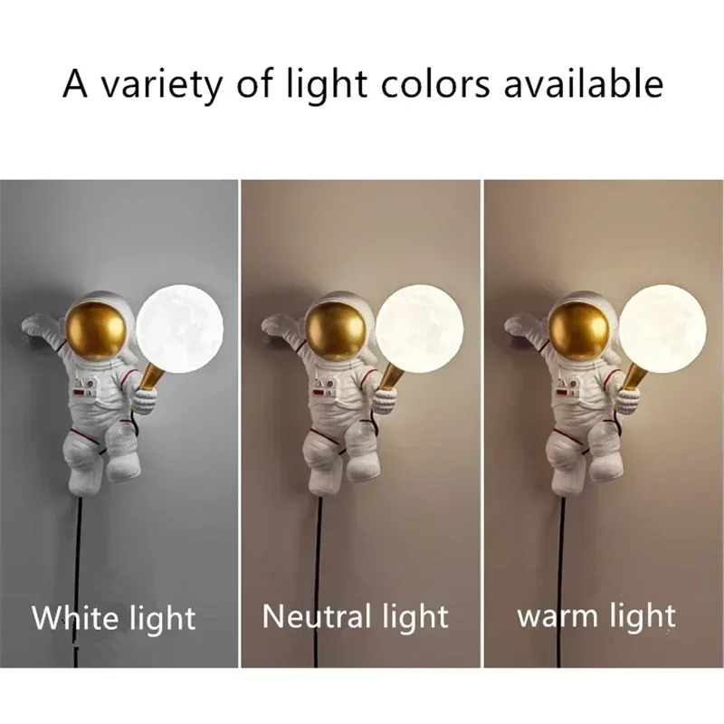 Nordic Personality Moon Astronaut Children's Room Wall Lamp Dining Room Kitchen Bedroom Study Balcony Aisle Led Light Decoration led light led wall lamp wall light