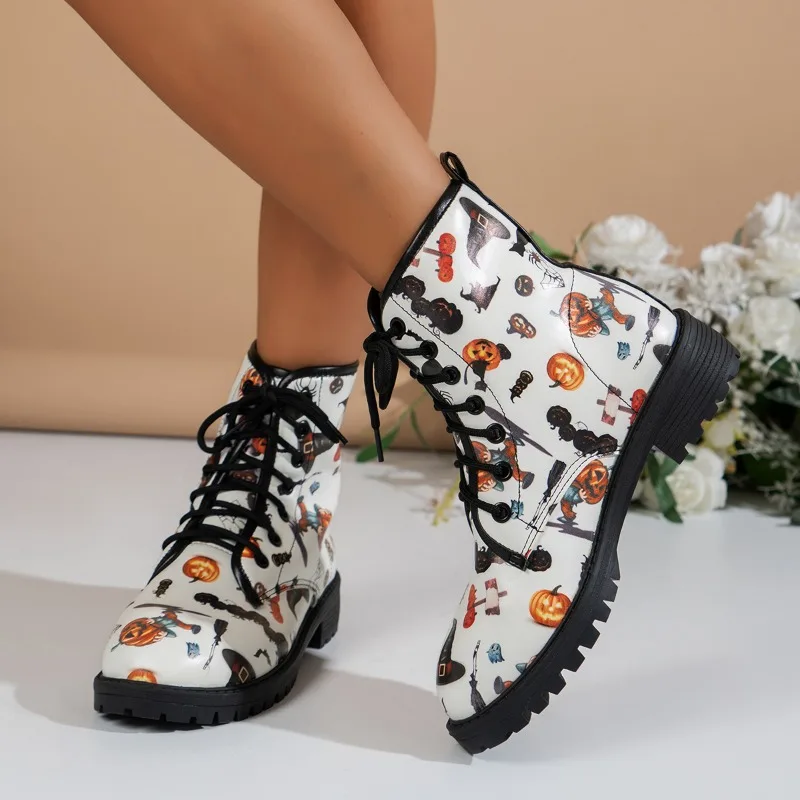 

Women's Shoes 2023 High Quality Zipper Women's Boots Autumn Round Toe Mixed Colors Short Barrel Low-heeled Zapatillas De Mujer