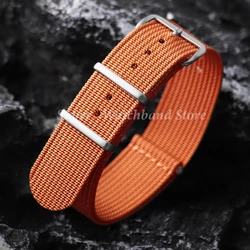Ribbed Nylon Military - Style Watchband in Green and Black - 18mm (Orange)