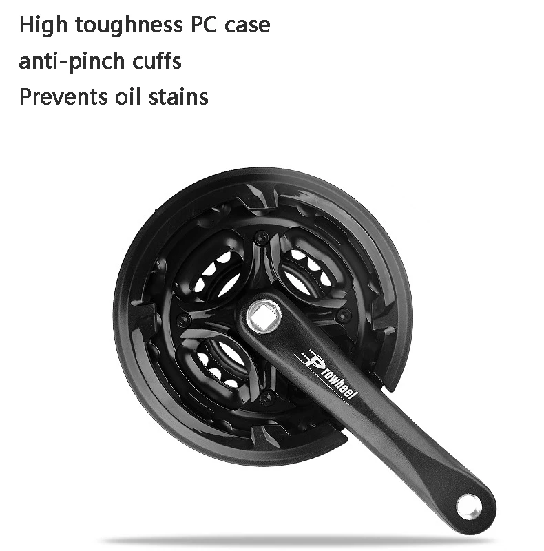 PROWHEEL Fahrradkurbelgarnitur 24-34-42T 28-38-48T 7/8/9 Geschwindigkeit MTB Fahrradkurbelgarnitur 170mm Vierkantloch Fahrradkettenrad – Detail 4