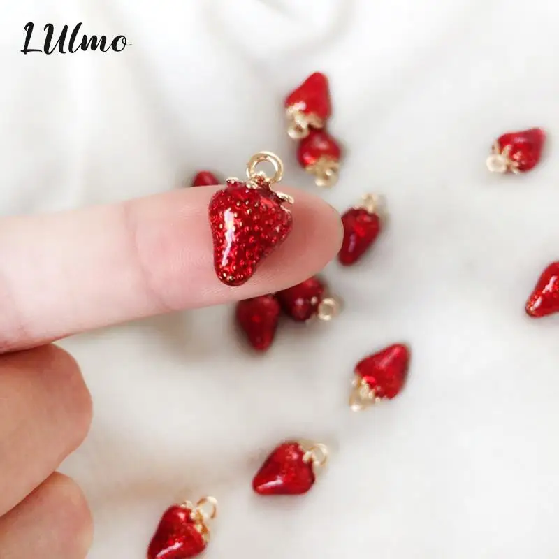 

Fashion Drop Of Oil Strawberry Charms For Women Earrings DIY Making Accessories Handmade Enamel Fruit Charms Alloy Lovely Gift