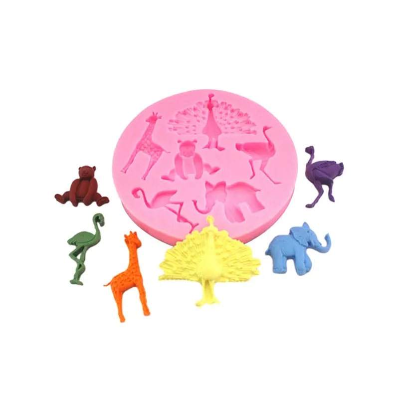 

Силиконовая форма в виде слона, жирафа, медведя, павлина, для самостоятельного изготовления помадки, мусса, украшения торта, десерта, Аксессуары для выпечки