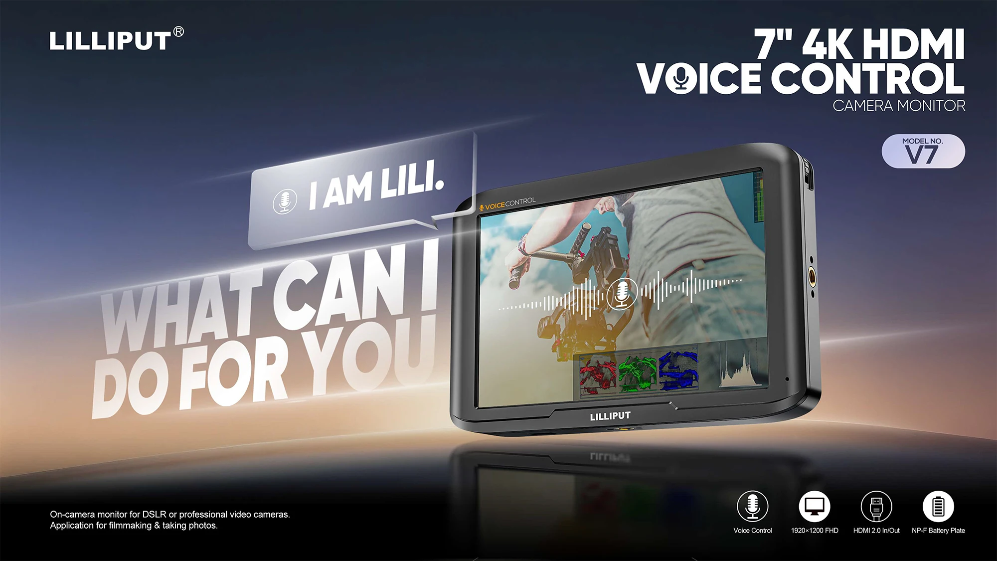 LILLIPUT V7 4K 1920×1200 Voice Control Monitor 7 inches Touch Control HDMI 2.0 I