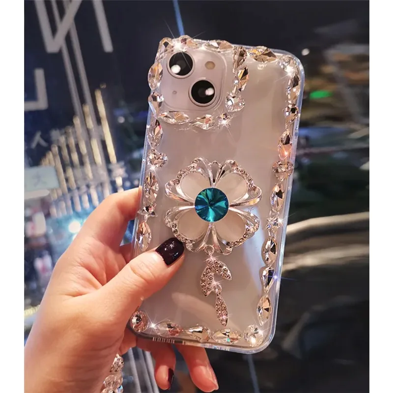 

Luxury Glitter Bling Crystal Diamond Gem Flower Case Cover For Samsung Galaxy A50 A70S A22 A32 5G A52 A71 4G A51 A72 A73 A53 A33