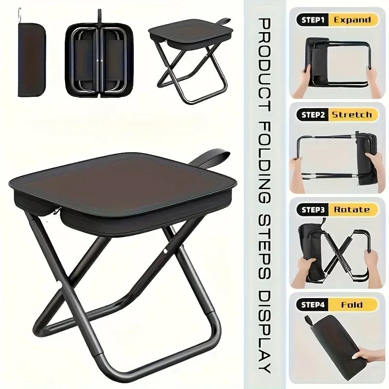 Foldable Backpack Stool Portable Folding Stool With Carry Bag Lightweight Mini Easy Carry Outdoor Chair For Travel For Travel