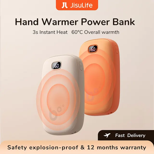 JISULIFE Hand Warmers Rechargeable 3S Instant Heat USB Power Bank