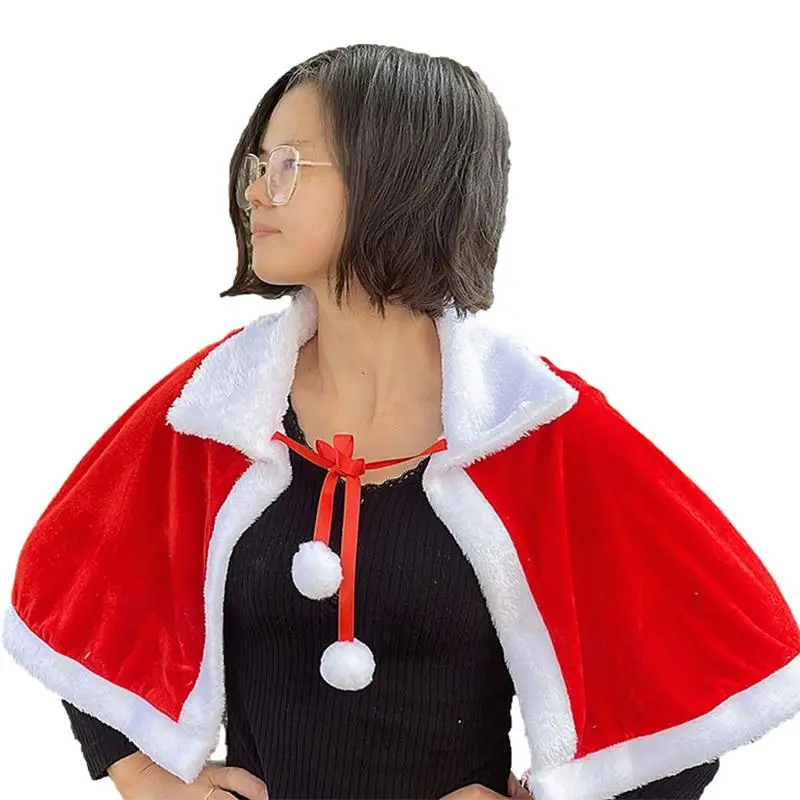 

Red Christmas Cape For Girls Comfortable Xmas Shawl Hooded Velvet Cloak Party Costume Cloak Cape Warm Shoulder Wrap For Women
