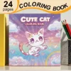 Cute Cat Art Coloring Book 24 Page Adult Picture Book Gift For Birthday Party Relieve Stress Kill Time Graffiti Painting Drawing 1